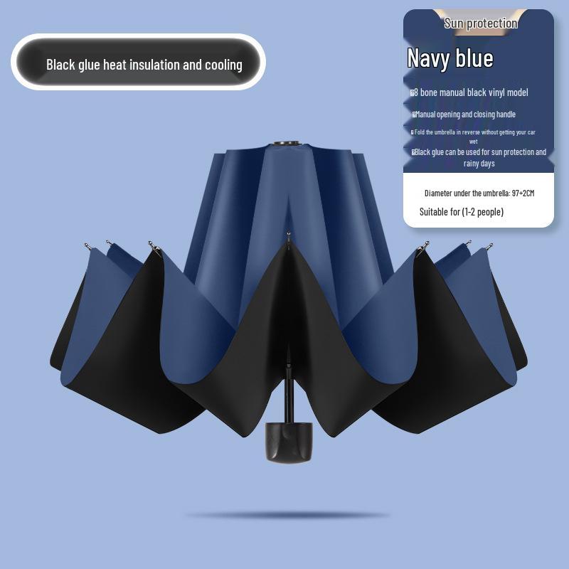 24-ribbers automatisk stormbestandig sammenleggbar paraply for sol og regn