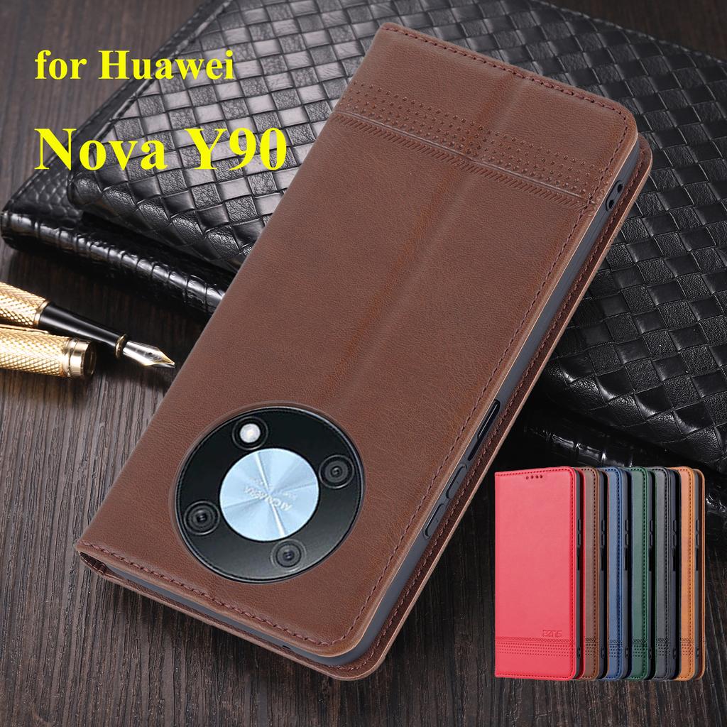 Δερμάτινη θήκη Deluxe Magnetic Adsorption for Huawei Nova Y90 / Huawei Nova Y 90 Flip Cover Protective Case Fundas Coque