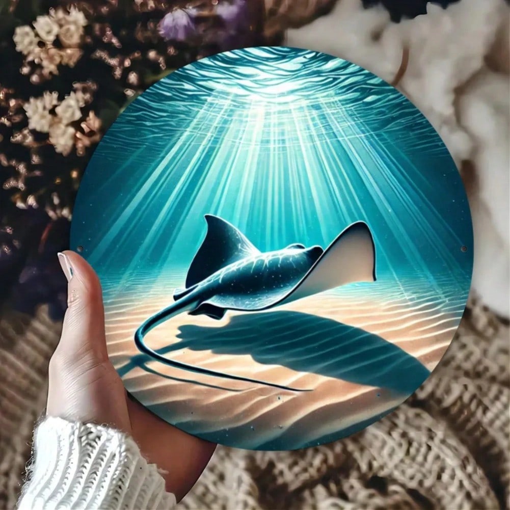 One Piece Luffy Metal Wall Art Round Fish Decor For Living Room Kitchen Porch 20x20