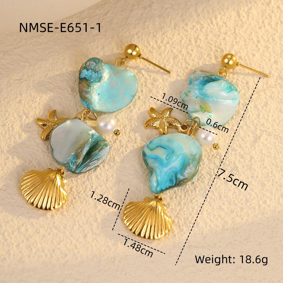 GEMCHIC Women s Bohemian Beach Shell Starfish Stainless Steel Tassel Pearl Drop Earrings