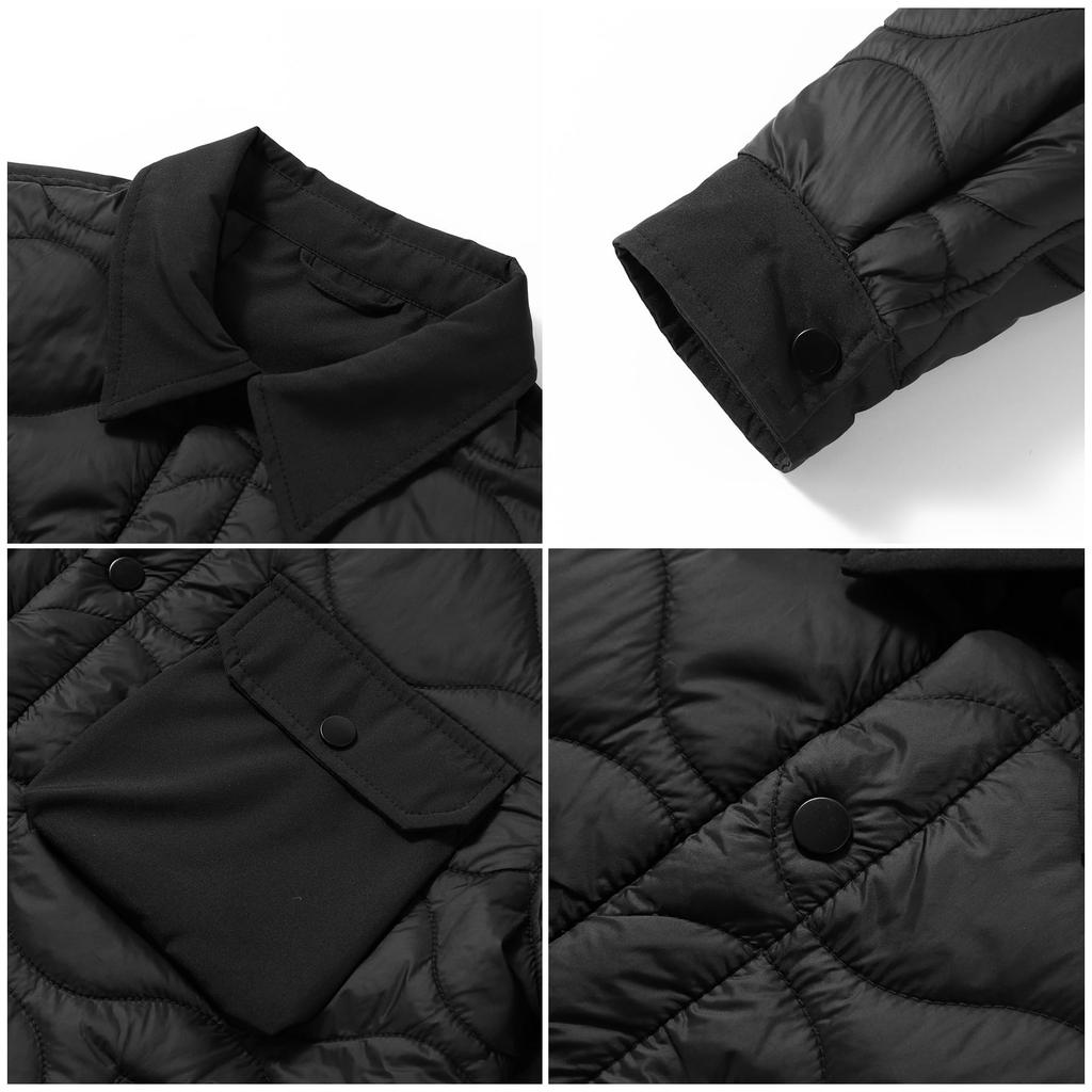 FOMANSH Daunen Stehkragen Mehrere Slim Fit Herrenjacke, Gepolstert, Kragen, Kapuzenlos, Taschen, Warm,