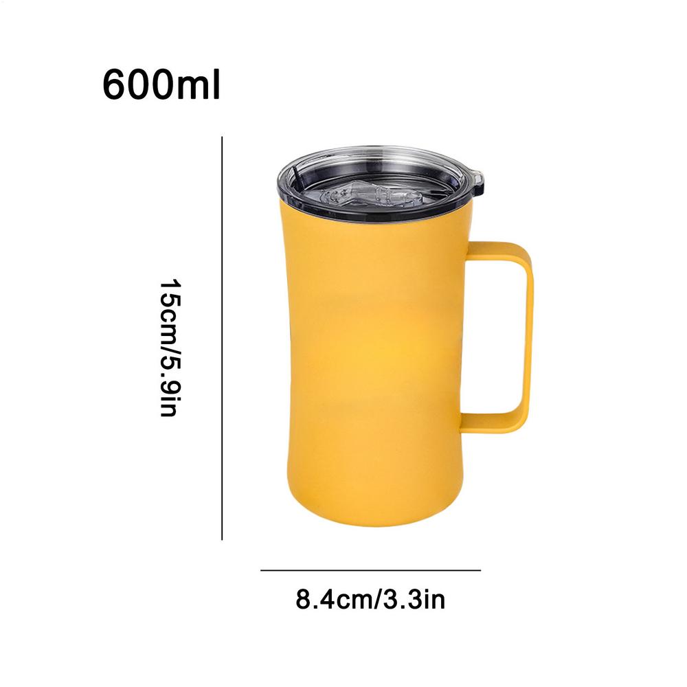 Insulated Tumblers With Handles Large Capacity Drinking Cup Splash Proof 600ml Thermal Tumbler For Hot And Cold Beverages Coffee