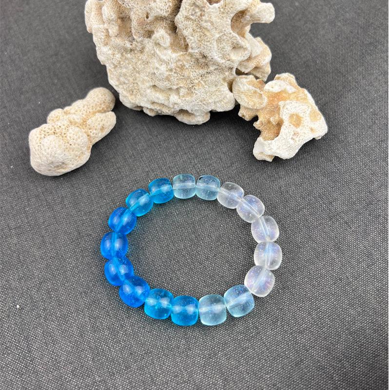 Ice White Jade Wenwan Bracelet: Soft Gradient Pink- Student Edition, Round Beads