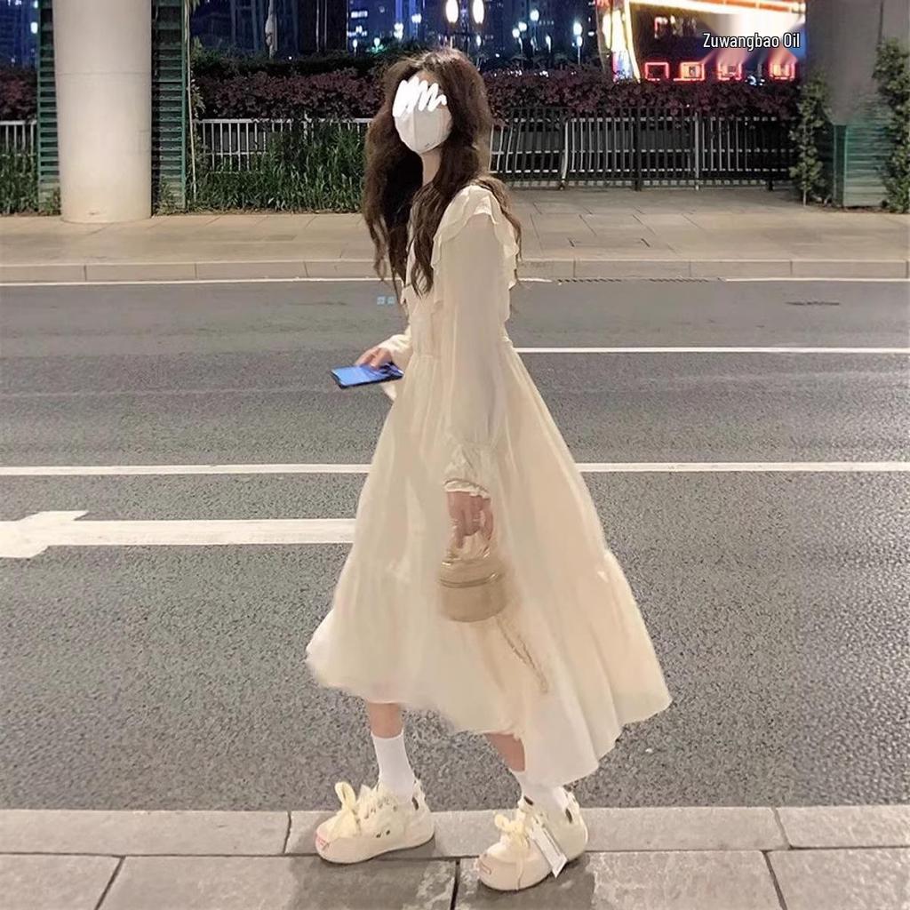 2026 Spring French-Inspired Ruffled Long Sleeve Dress: Chic & Elegant