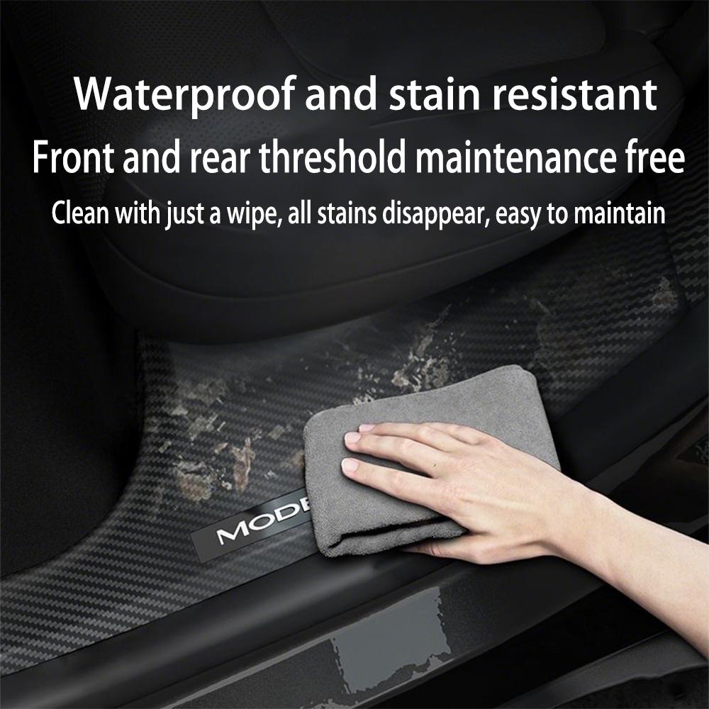 ALO1 2 4 8Pcs For Tesla Model Y Juniper 2025 ABS Front Rear Door Sill Protector Threshold Strip Anti-kick Guard Panel Waterproof Pad