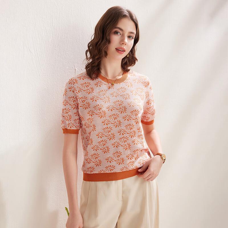 Zhao Jun 2026 Spring/Summer Mulberry Silk Blend Jacquard Knit T-shirt