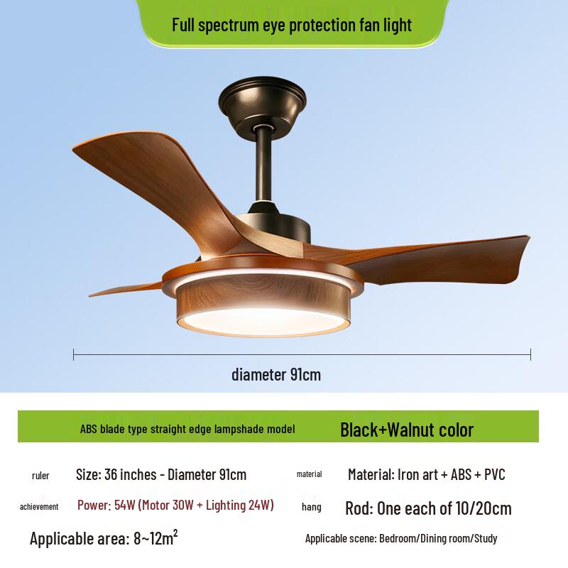 Oeny 36-inch Full Spectrum Ceiling Fan Light