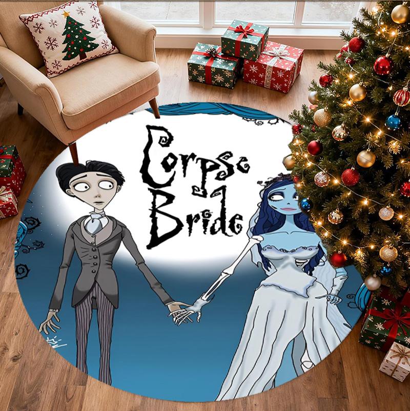 Corpse Bride Pattern Round Rug, Indoor/Outdoor Mat, for Picnic, Gameroom, Bedroom, Office, Living Room, Home Decor Carpet, Birthday Gift