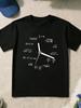 Math Clock Equation Graphic Print Men's Oversized Black T Shirt Casual Short Sleeve Streetwear Soft