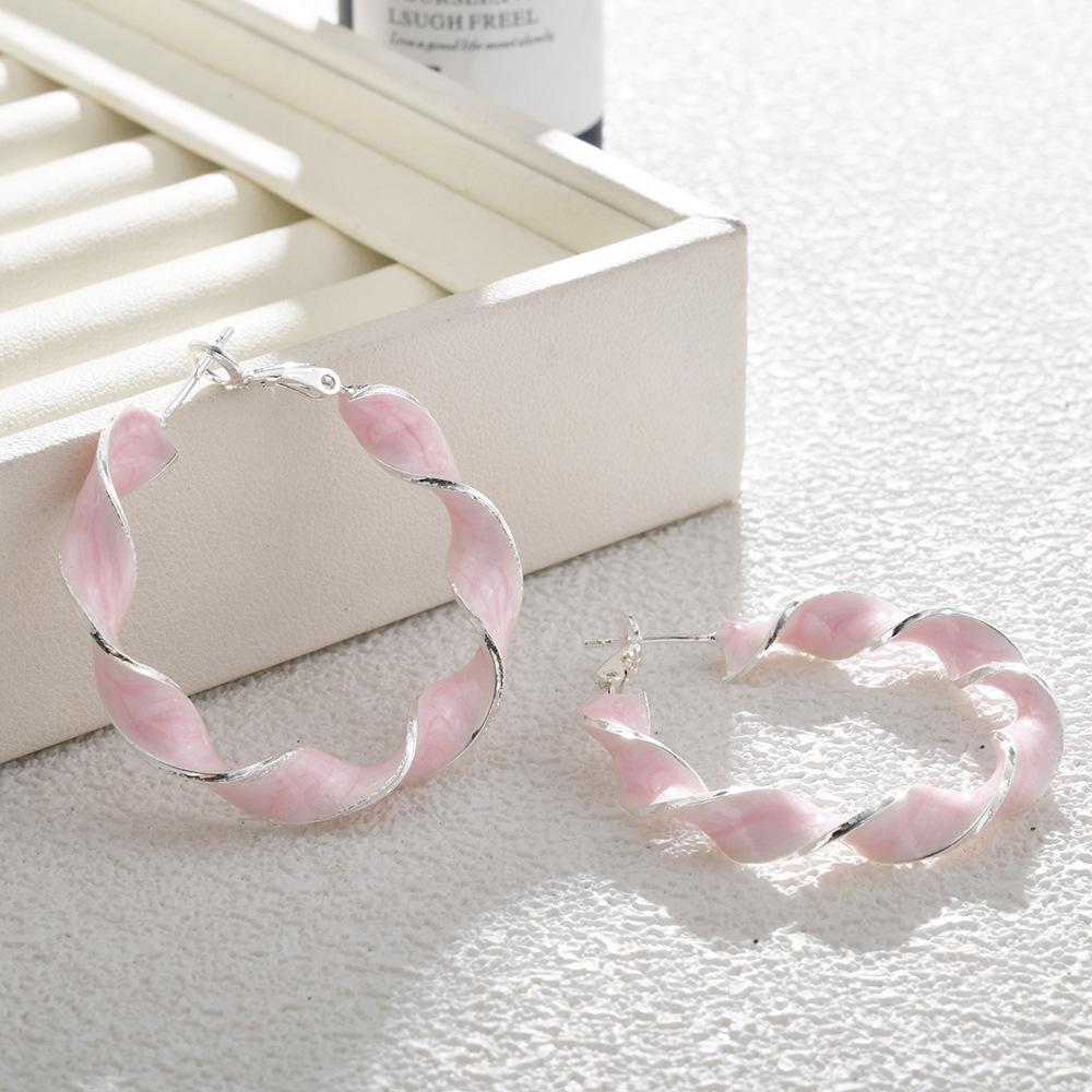 Large Colorful Spiral Oil Drop Hoop Earrings - Summer Fashion Personalized Design for Women