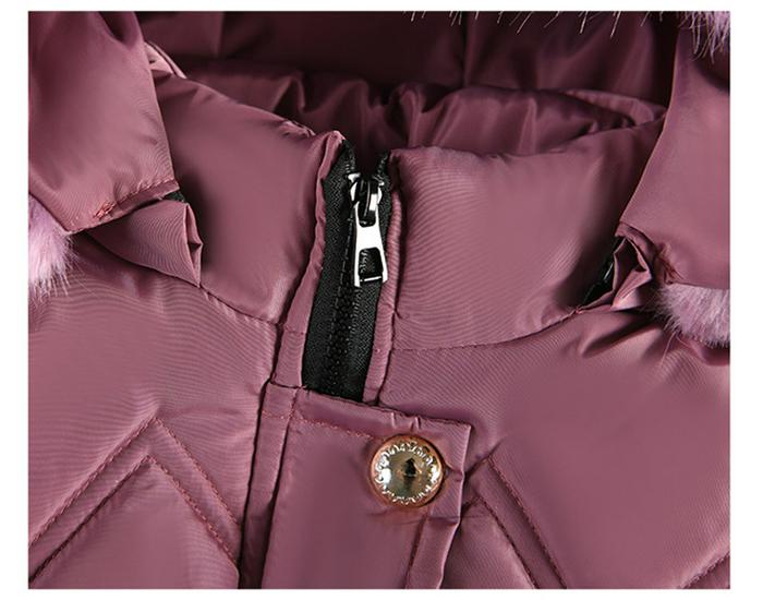 Mädchen Winter Mittellanger Dicke Mantel mit Pelzkragen