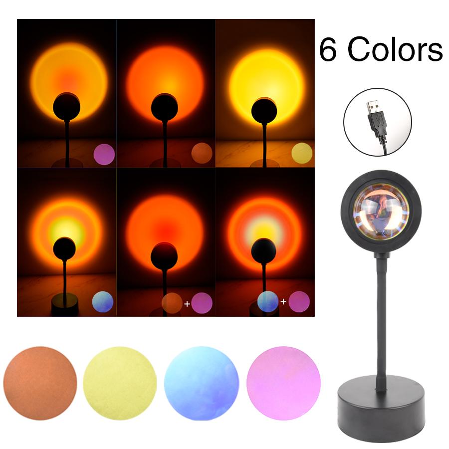 Lámpara LED Proyector Arcoíris – Luz Nocturna Puesta De Sol – Atmósfera Para Fotos Y Habitación – USB Multicolor