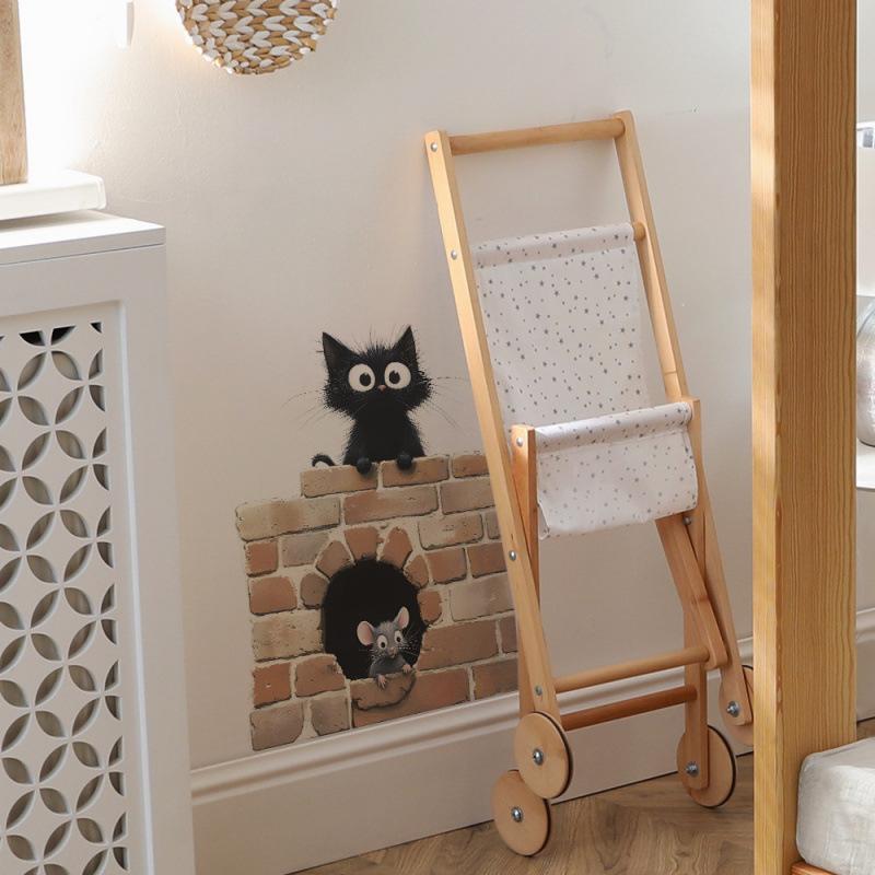 Cartoon Katze Maus Wandsticker Kinderzimmer Hintergrunddeko Tür Heimdekoration Selbstklebende Aufkleber