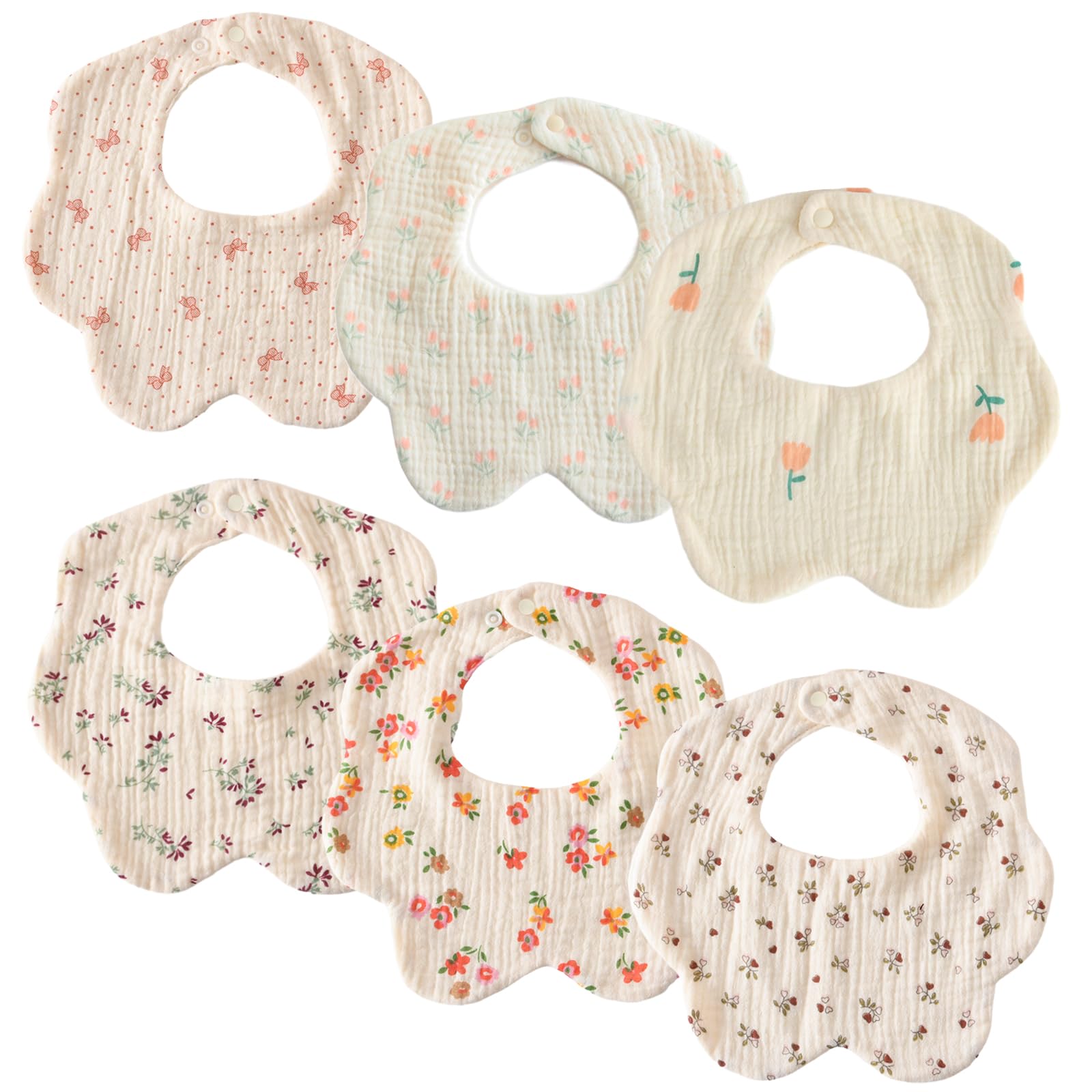 

GoUseGo Baby Gauze Floral Petal Set of Suitable for Ages and Soft Baby Baby Shower Gift Bibs, Girls, 6-Ply Fabric, Print, Bibs, 6, Feeding, 1, 2, 3,