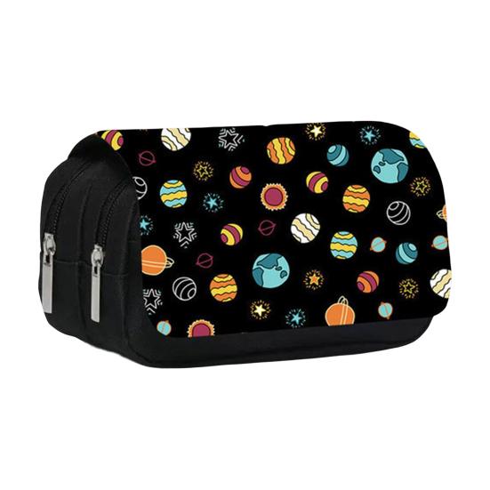 Pencil Case High Capacity Waterproof Double-layer Cartoon Flip Starry Sky Astronaut Pen Bag School