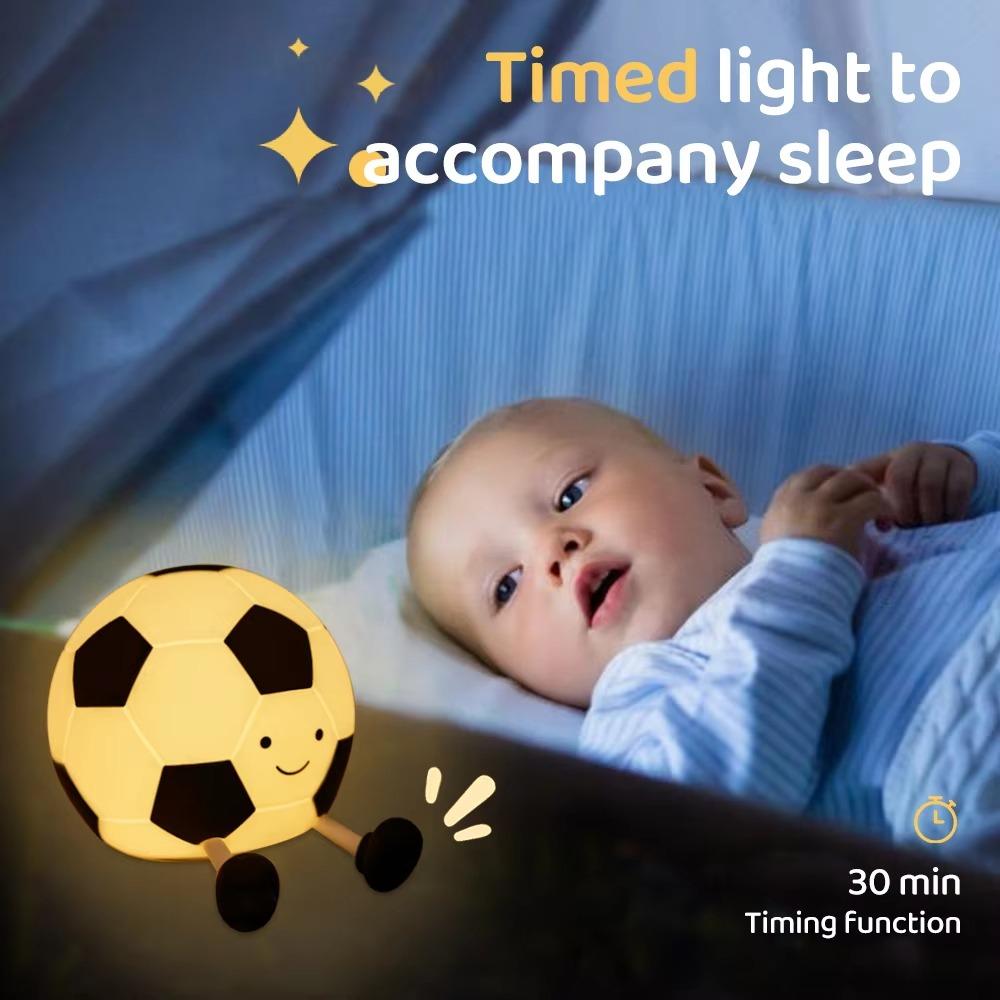 Wiederaufladbare Neuheit Fußball Silikon Nachtlicht 3 Stufen Dimmbar Schlafzimmer Kinderzimmer Nachttischlampe für Raumdekoration