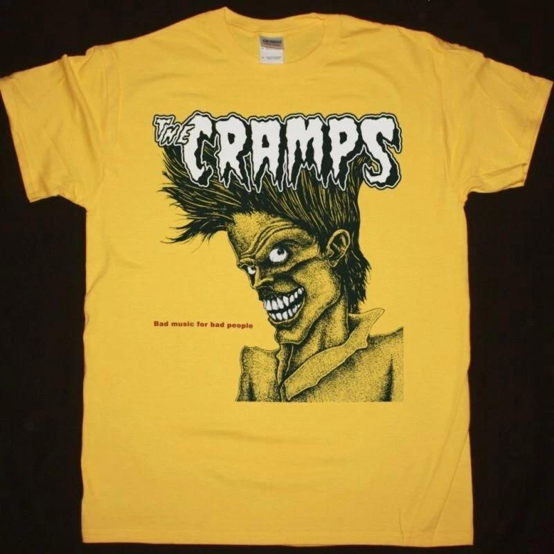 THE CRAMPS BAD MUSIC FOR BAD PEOPLE Cotton Yellow Full Size T Shirt Unisex T-Shirt XXXXL