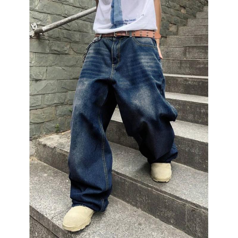 Mens Relaxed Fit Straight Leg Denim Jeans 2026 Fall Streetwear Style High Waist Casual Cotton Pants