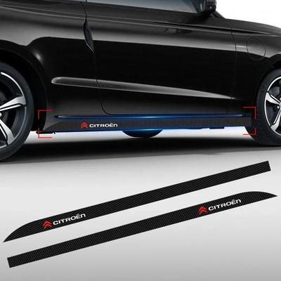 2pcs Car Door Side Skirt Sill Stripe Carbon 3D Sticker Decals For C1 C2 C3 C4 C5 C6 C8 C4L DS3 DS4 DS5LS DS6