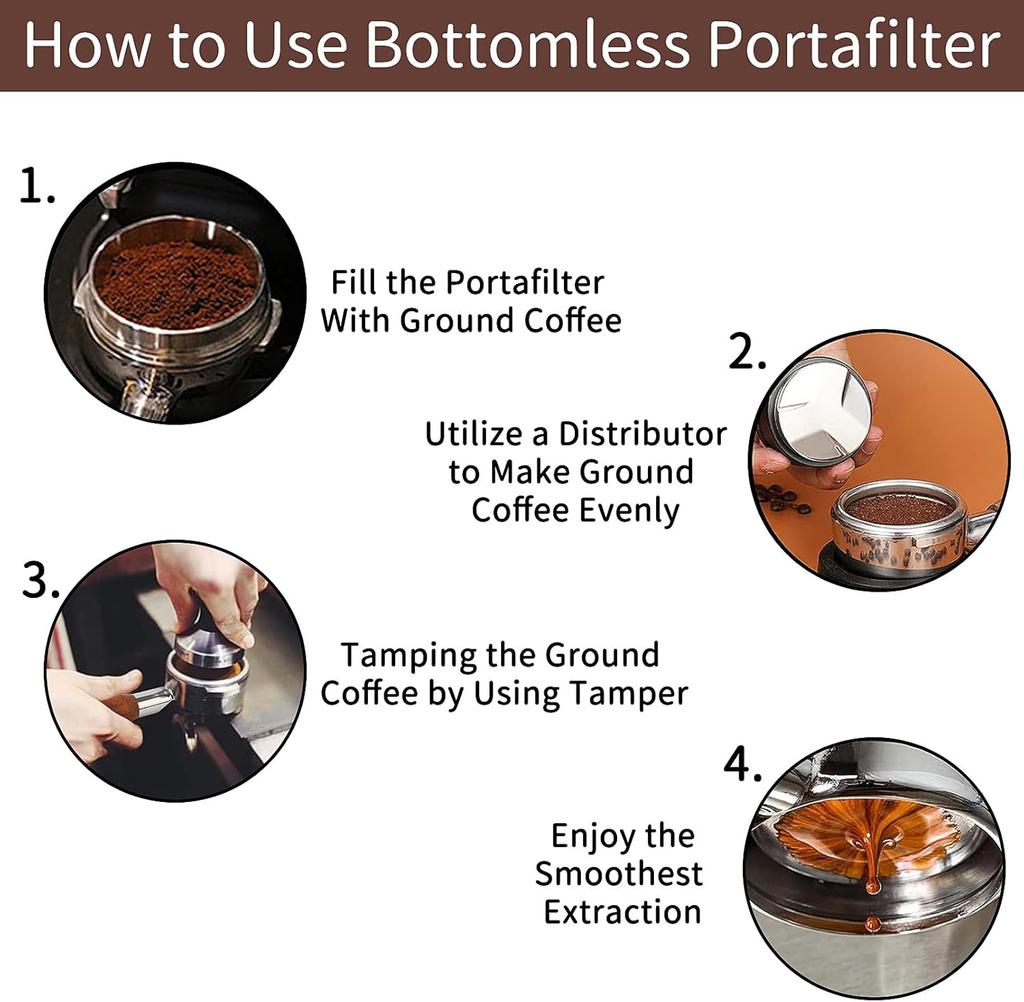 51mm Bottomless Portafilter Filter Fits Linea Classic EM450M,Mr. Coffee Espresso, Electrolux, CASABREWS CM5418,Essential,Sangkee