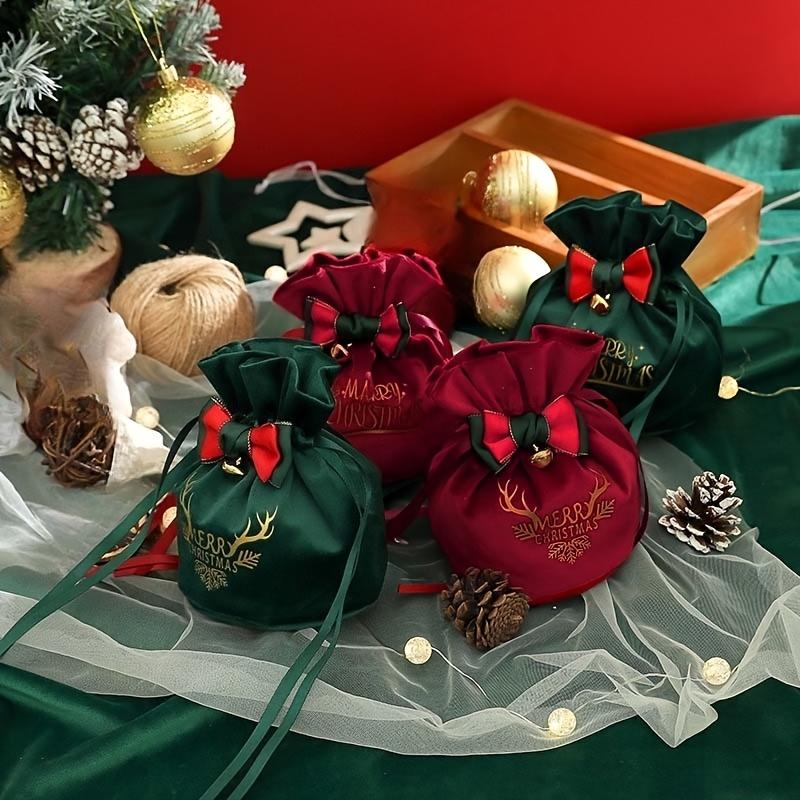 2pcs Elegant Christmas Gift Bags with Drawstring Closur-Foldable Party Favor Bags for Holiday Decorations,Thanksgiving,New Year