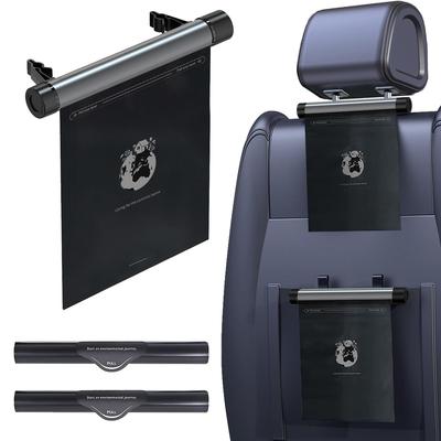 BLUESEATC Car Trash Dustbin Backseat Trash Convenient Car Includes 40 Bags 2-Way Can, Roll-Up Slim, Headrest-Mounted, Non-Toppling, Storage, Pocket,