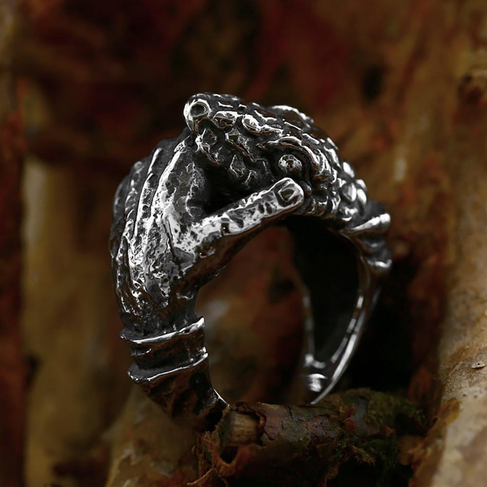 Gothic Vintage Stainless Steel Snake Ring for Men Cool Biker Hand Bones Rings Unique Creative Fashion Jewelry Gift Dropshipping