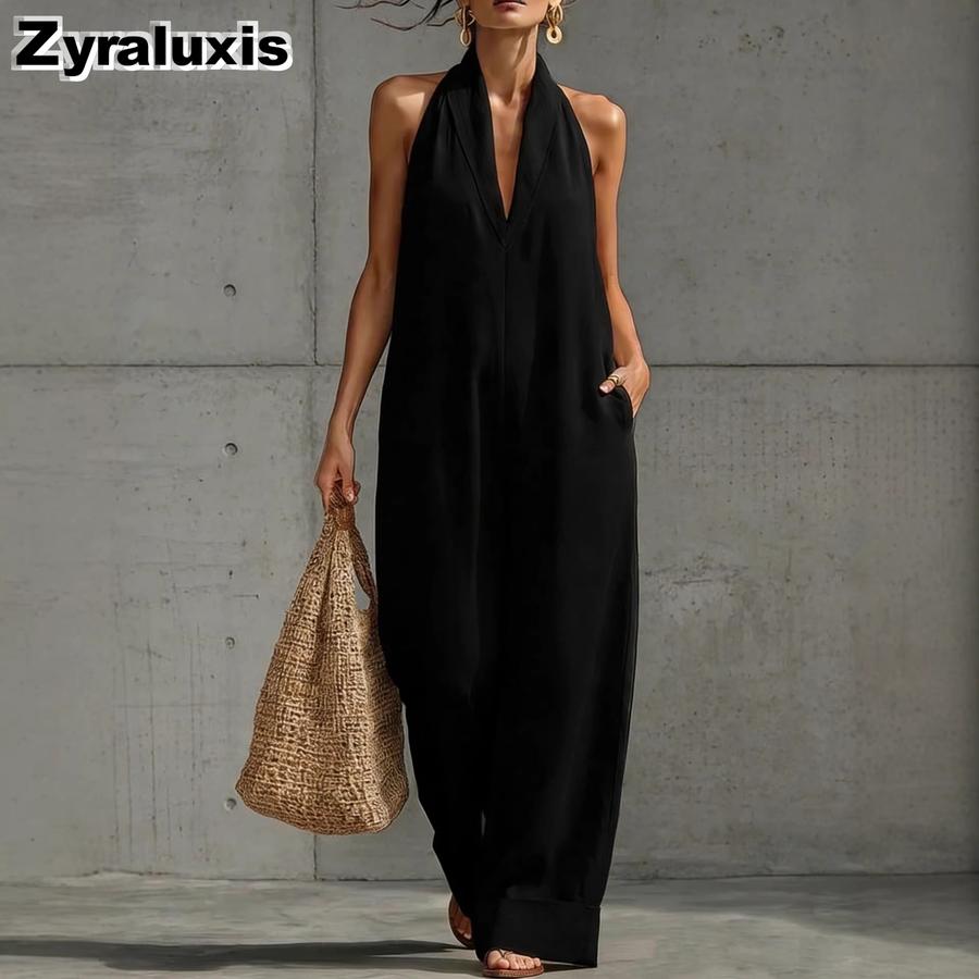 Mono Casual Elegante sin Mangas de Algodón y Lino de Verano para Mujer