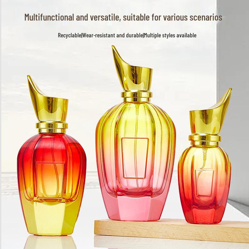 Gradient Glass Perfume Atomizer Bottle with Thick Base - Multi-Specification Press-Type Makeup Spray Bottle