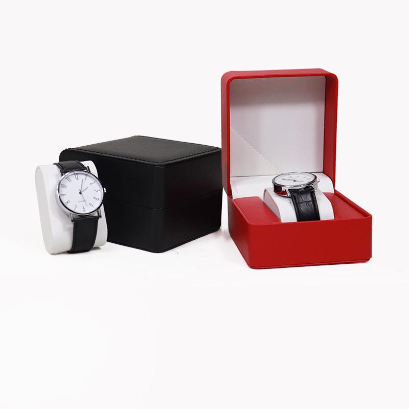 Round Corner PU Leather Flip-Top Watch Display Box