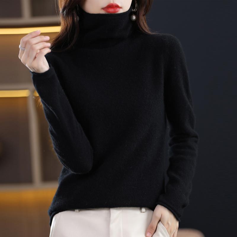 Wollrollkragenpullover Neu Einfarbig High-End Locker Joker Strickpullover Frau