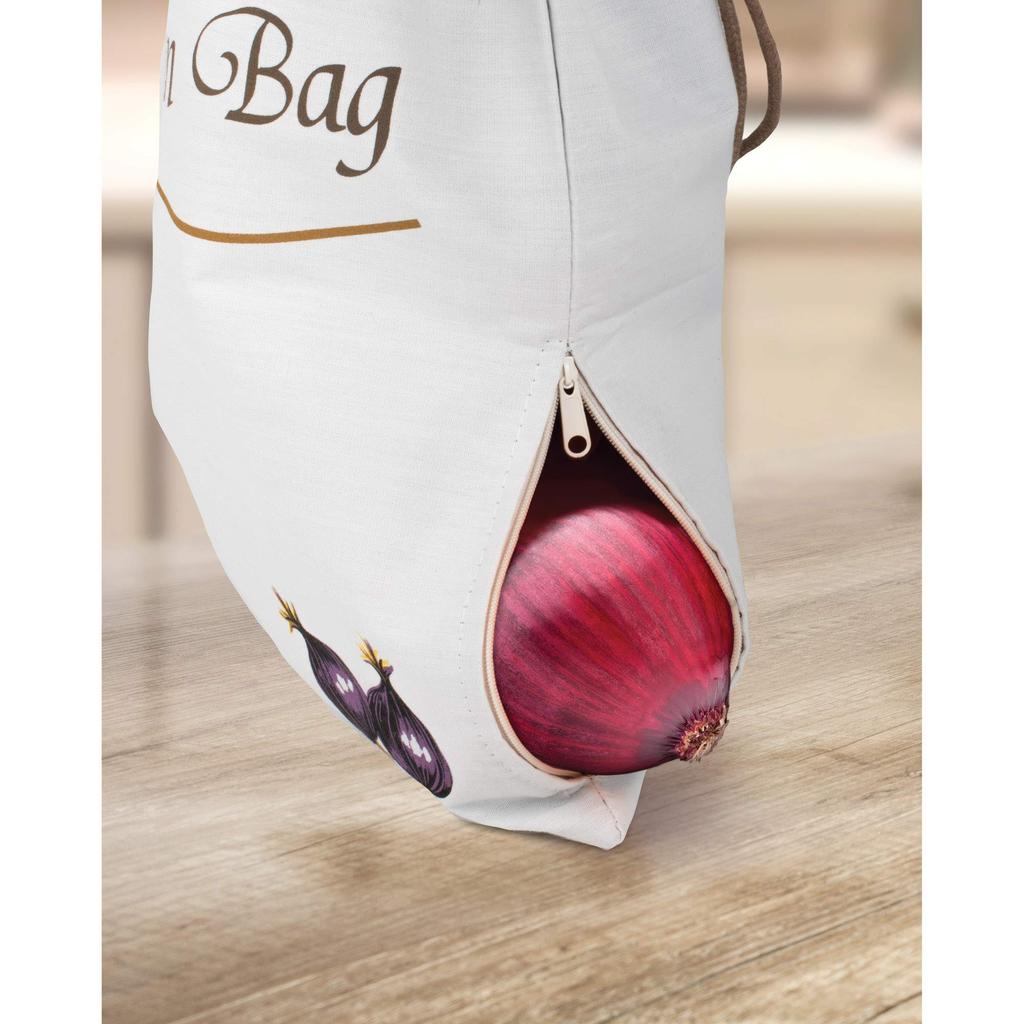 HIC Kitchen Reusable Potato and Onion Saver Bag Set with Set of 2 Drawstring,