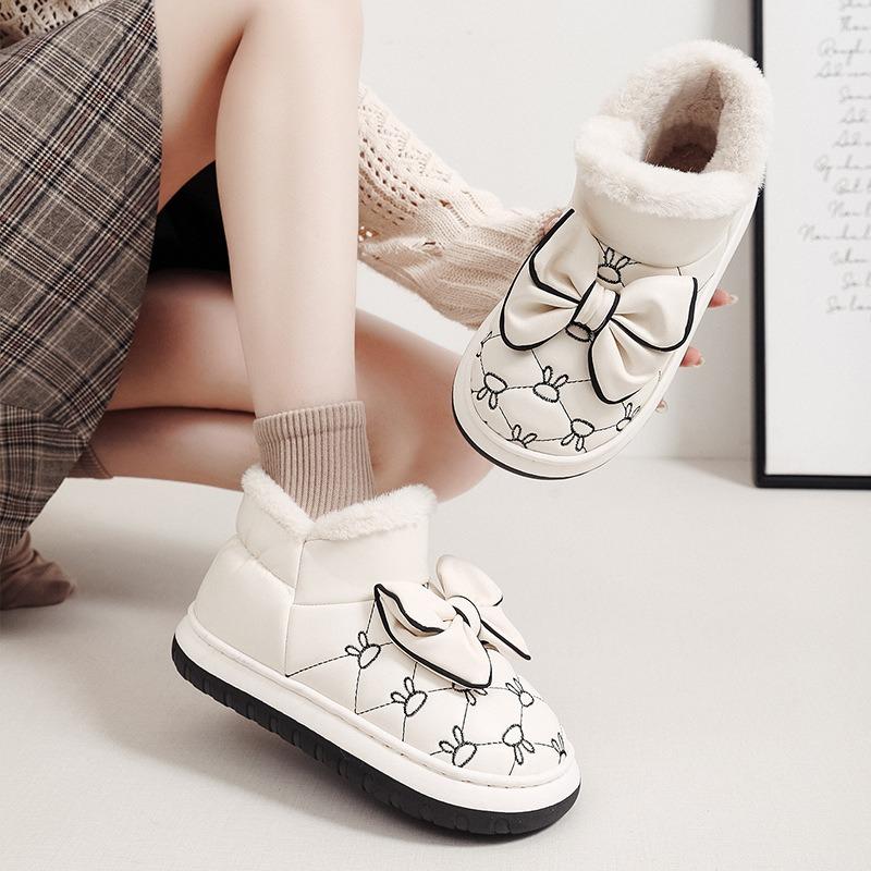 Cotton Slippers Winter Wear Women's Fleece Thickened Snow Boots Plush Warm Indoor Home Short Bag and Cotton Shoes