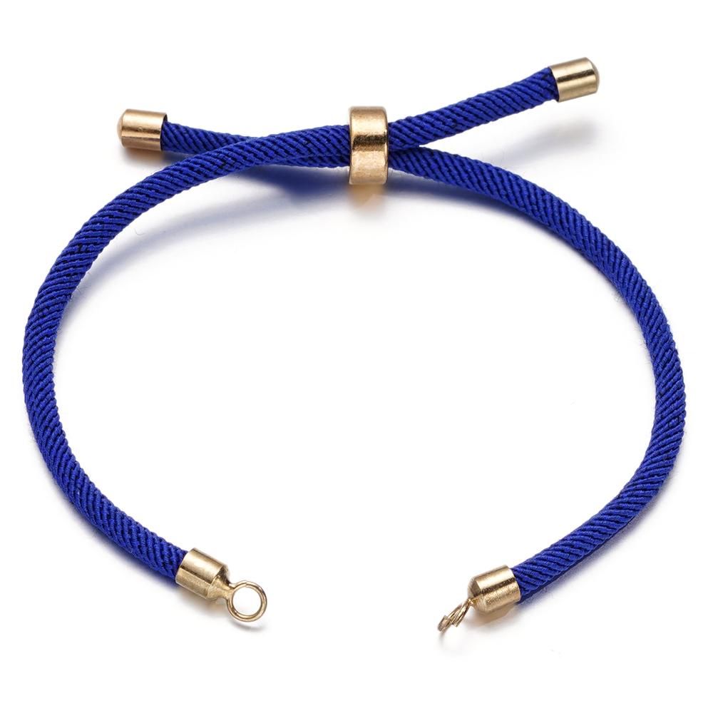 1pc Adjustable Nylon Braided Twisted Cords Slider Friendship Bracelets with Brass Cord End for Jewelry Making DIY Findings