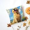 GGolden Retriever Cushion Cover Washable Linen Pillowcase Soft  for Daily Sofa Bed Home Room Decor