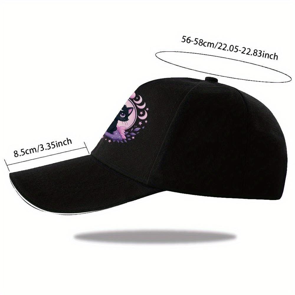 Cute Black Cat Moon Stars Aesthetic Trucker Hat Adjustable Polyester Casual Baseball Cap for Unisex
