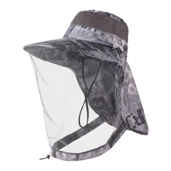 Venkovní klobouk s odnímatelným moskytiérovým šálovým designem, široký okraj, UV ochrana, horolezecký klobouk, voděodolná tkanina, skládací klobouk