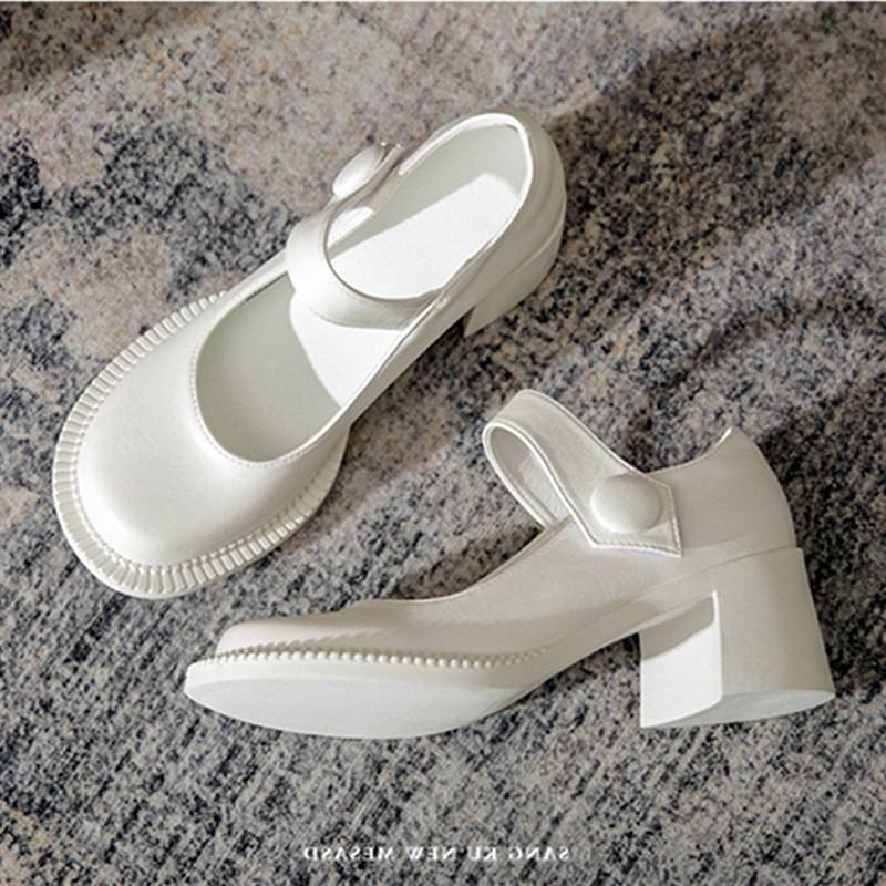Fashion College Style Chunky Heel Mary Jane Shoes for Women High Quality Patent Leather Design High Heels Autumn Comfortable Women Shoes