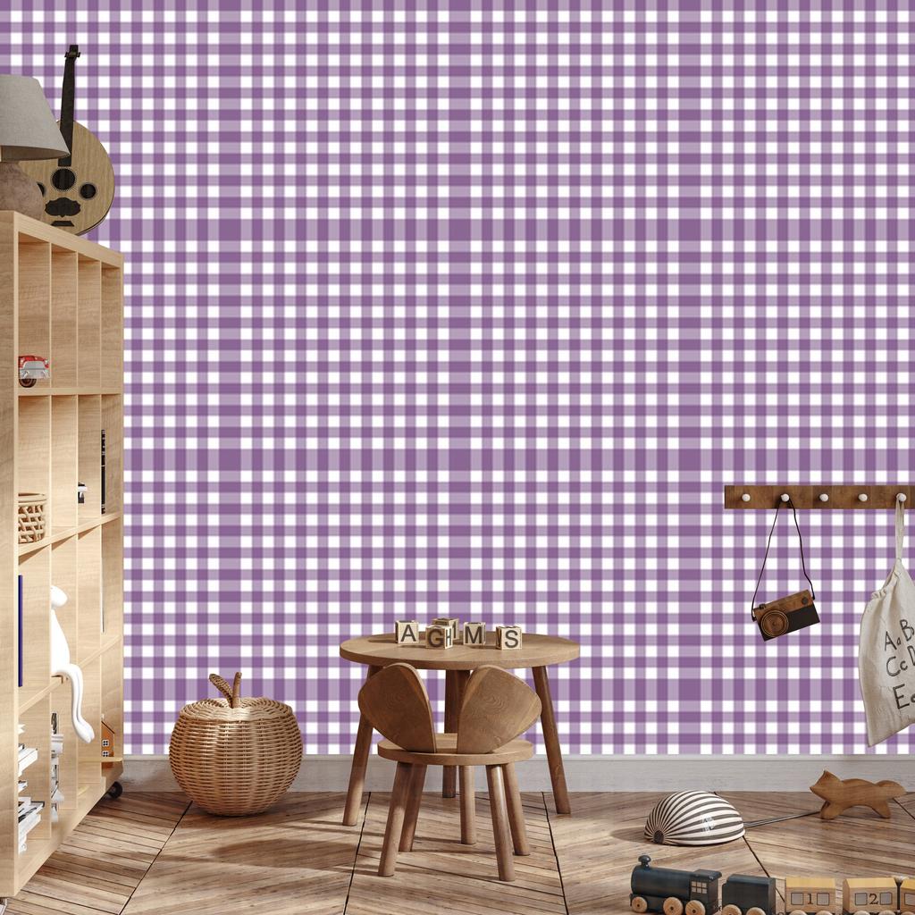 Wallpaper Fabric Pattern Purple, Light Gray and White 50x1000