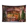Reusable Xmas Wall Decor Christmas Tapestry, Winter Snow Scene Backdrop, Tree Fireplace Backdrop Hanging Tapestry for Bedroom Living Room Holiday