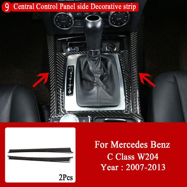 Car Interior Decoration Carbon Fiber Central Control Panel Decal Stickers For Mercedes Benz C Class W204 2007-2013 Accessories