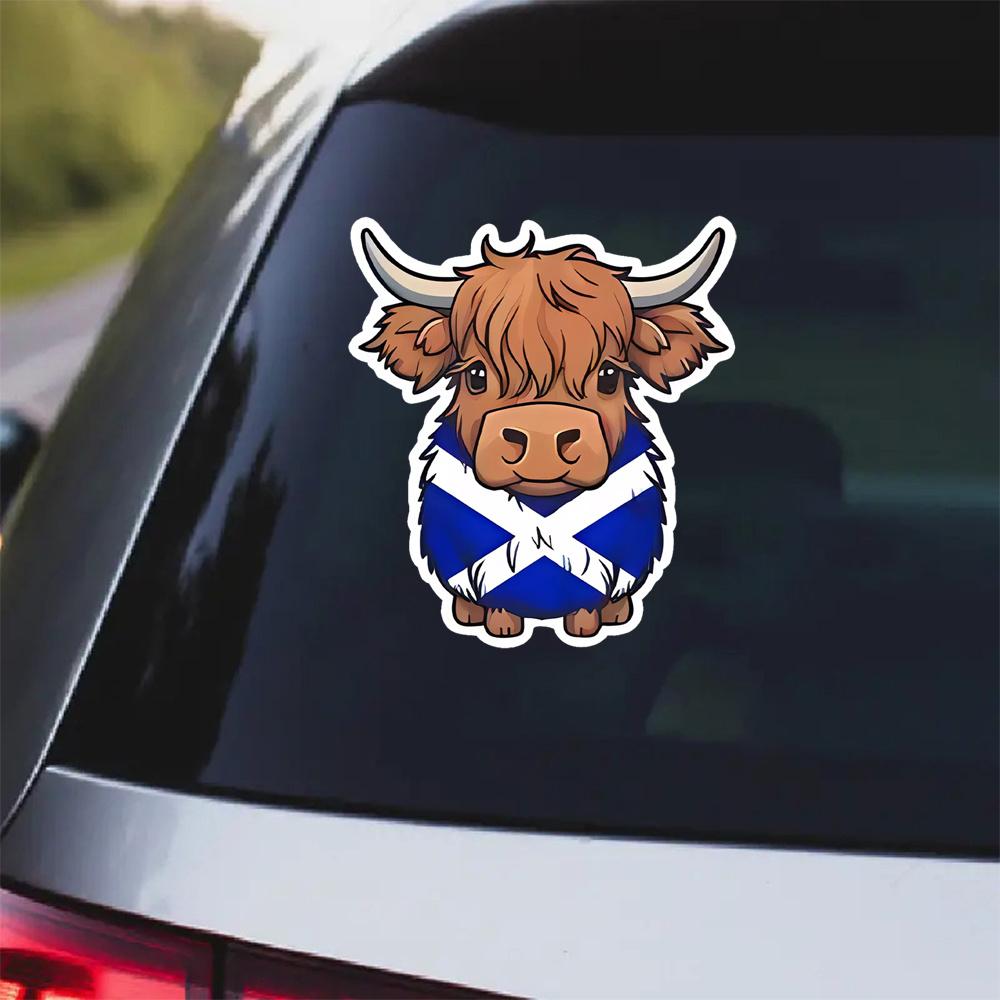 Cute Scottish Highland Cow Vinyl Decal Sticker - Durable Waterproof Artwork for Laptops Cars Bins And More Q138