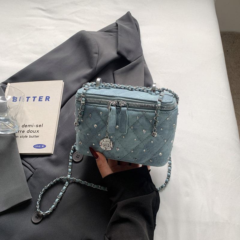 Rhombus chain versatile shoulder box bag women's 2025 summer new high-end messenger bag