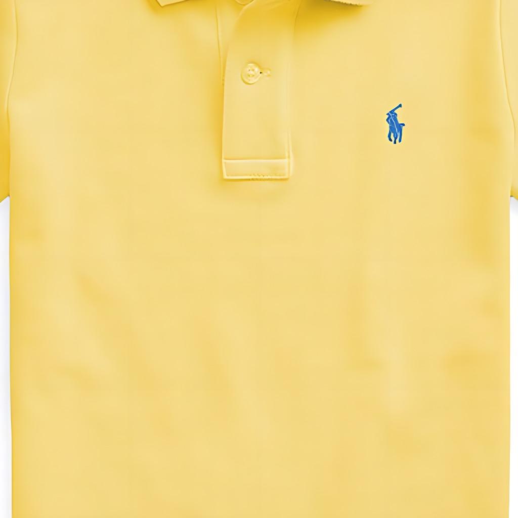 Polo Ralph Lauren T-Shirt Solid Color Logo Embroidery Button Casual Short Sleeve Polo Kids Tops Yellow 323703632-167