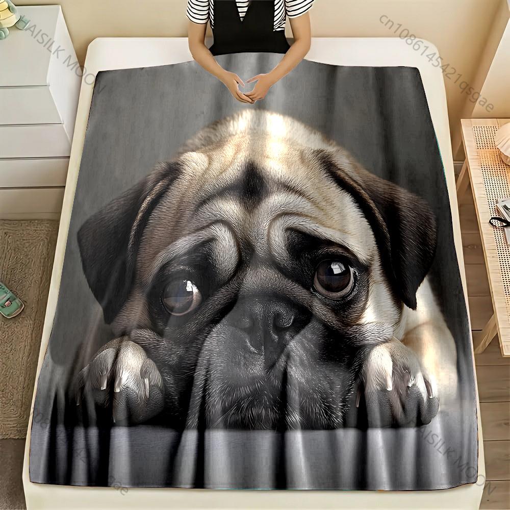 Cute Pug Pattern Believer Blanket Warm Soft Fluffy Kids and Adult Sofa Bed Throw Blanket for Home Travel Camping Luxury Gifts