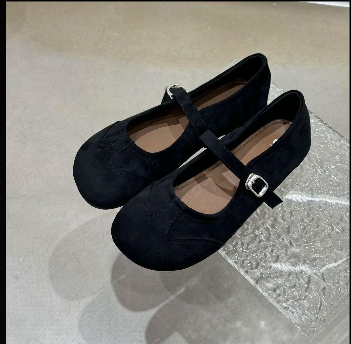 

Ретро туфли-лодочки на плоской подошве с мелким вырезом женские 2025 осень новые модели с юбками туфли Doudou мягкая подошва слово с туфлями Мэри Джейн 39 чёрный