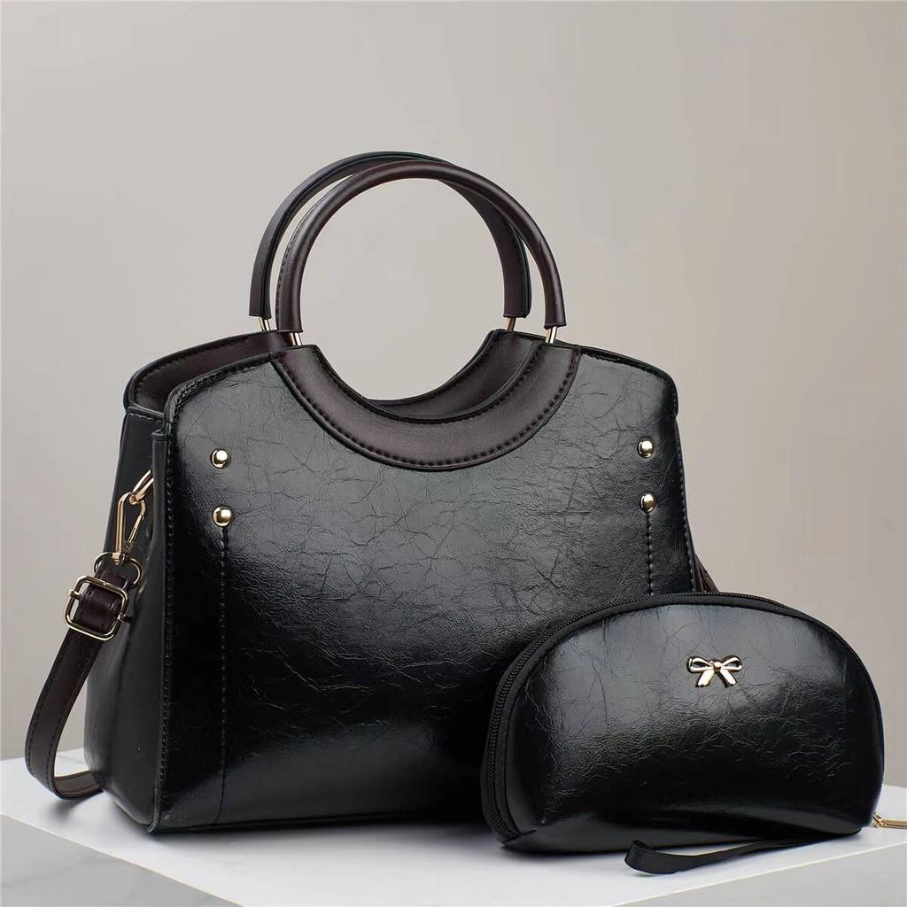 Stylish High-quality Pu Leather Women s Bucket Handbag With Chain And Lock Features чёрный