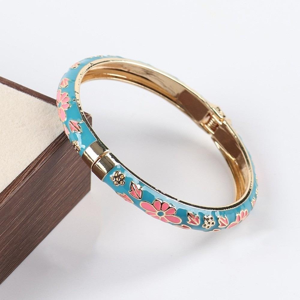 Smaltovaný Vintage Cloisonné Náramek Tradiční Dámský Náramek na Ruku Květinový Náramek Šperky Dárky