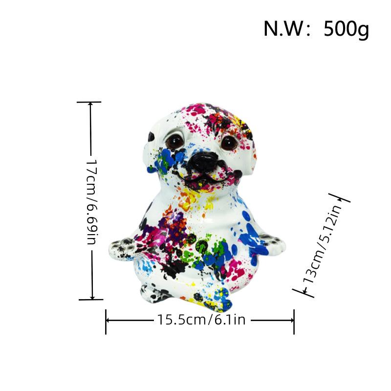 

Творческий красочный Йога Собака Копилка Украшение рабочего стола Офисное украшение Гостиная Изделия из смолы