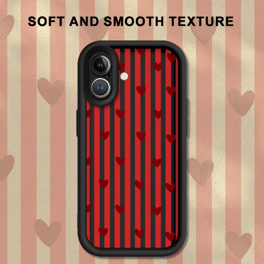 

Phone Cover Case for iPhone 17 Pro Max 14 13 17e 11 12 Pro Air 15 Plus 16 Stripe Love Heart iPhone 14 Plus